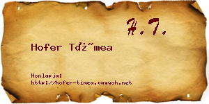 Hofer Tímea névjegykártya